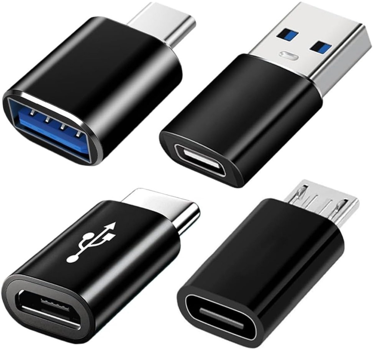 4-Pack USB-C Adapterset: USB 3.0 & Micro USB Adapters voor Verbeterde Compatibiliteit