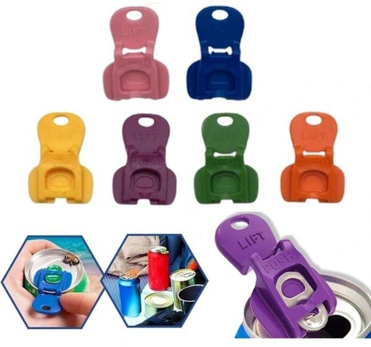 12 stuks eenvoudige blikopener, plastic frisdrank blikopener, dekselbeschermer voor drankblikjes