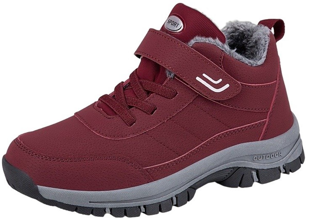 Currero Snowboots Heren Sneeuwlaarzen Heren Winterlaarzen Gevoerde Winterschoenen Waterdicht Antislip Zool Warm Gevoerd Wandellaarzen Winter Rood