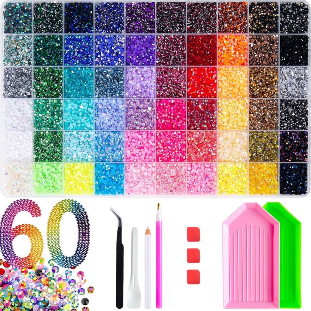 Currero Bedazzle Kit - Bedazzling - Plakstenen - Strass Steentjes - DIY Versieren - Nagel Decoratie - Met Pincet En Applicator - 3mm