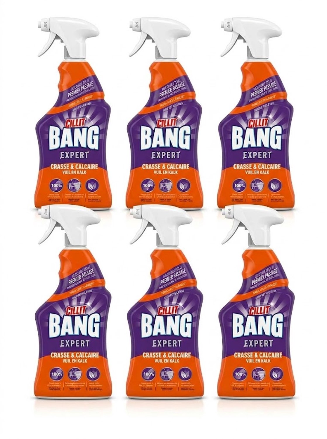 6 x Cillit Bang Lime & Grime Spray 750 ml - Kalk Verwijderen - Vet Verwijderen - Vuil Verwijderen - Reinigings Spray - Keuken Reinigen