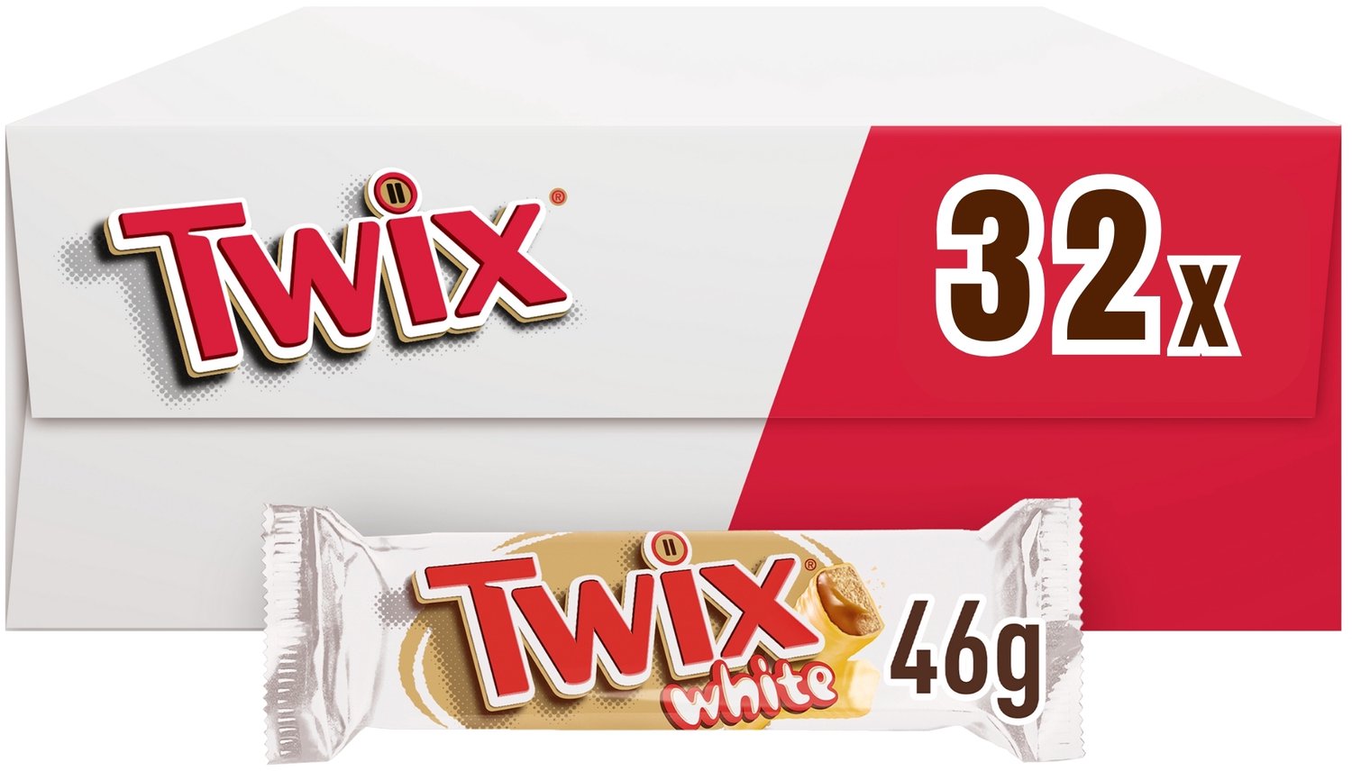 Twix White single - witte chocolade koek reep - 32x46g uitdeeldoos