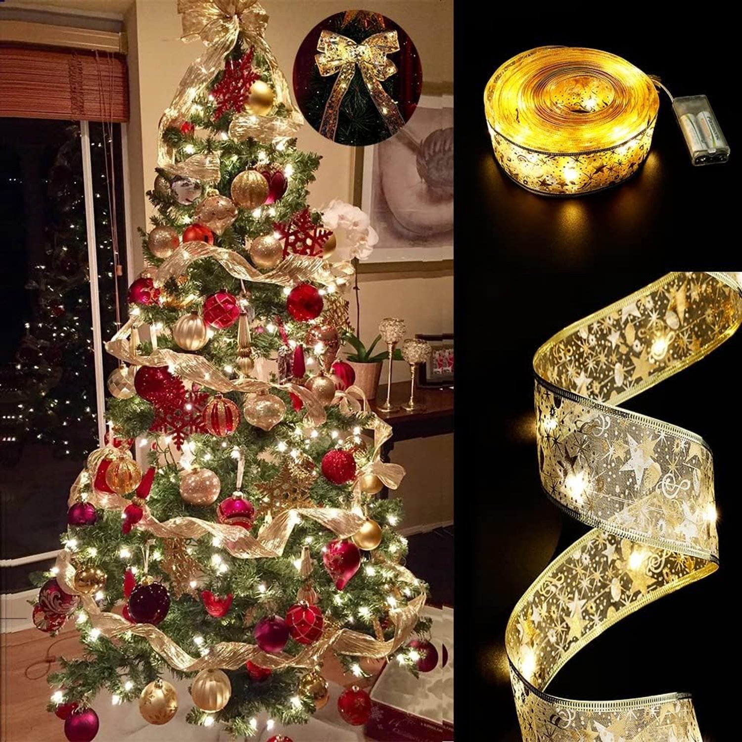 Kerstboomverlichting Voor Binnen en Buiten - Kerstverlichting - 5 Meter - Warm Wit Verlichting - kerstlampjes - Organza Stof - Voor Kerst, Feest en Decoratie -TENGYIF®