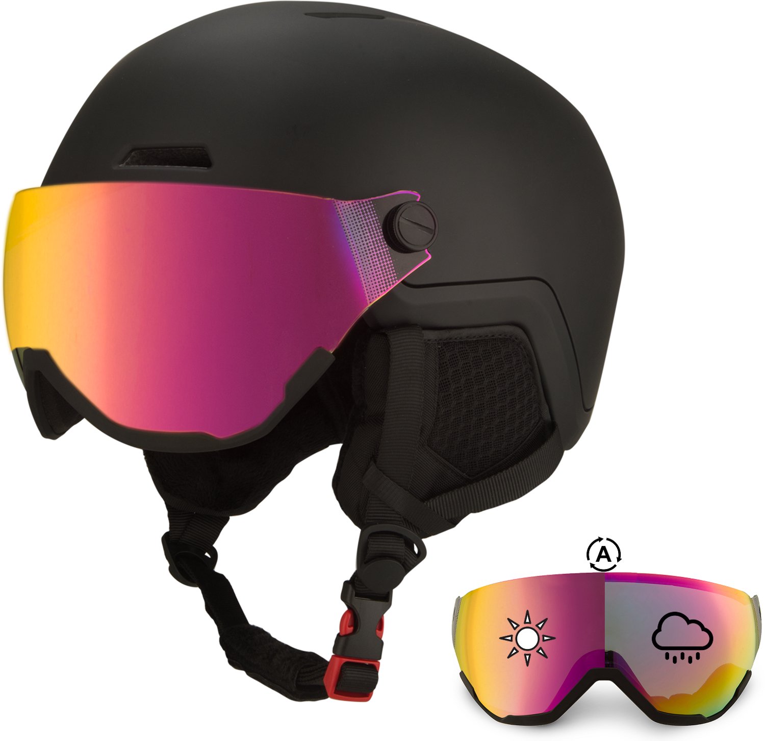 GOOFF XTREME PRO Skihelm met Vizier - Fotochromatisch - Heren en Dames - Snowboard Helm - Ruim voor Brildragers - Ventilatie - Maat M