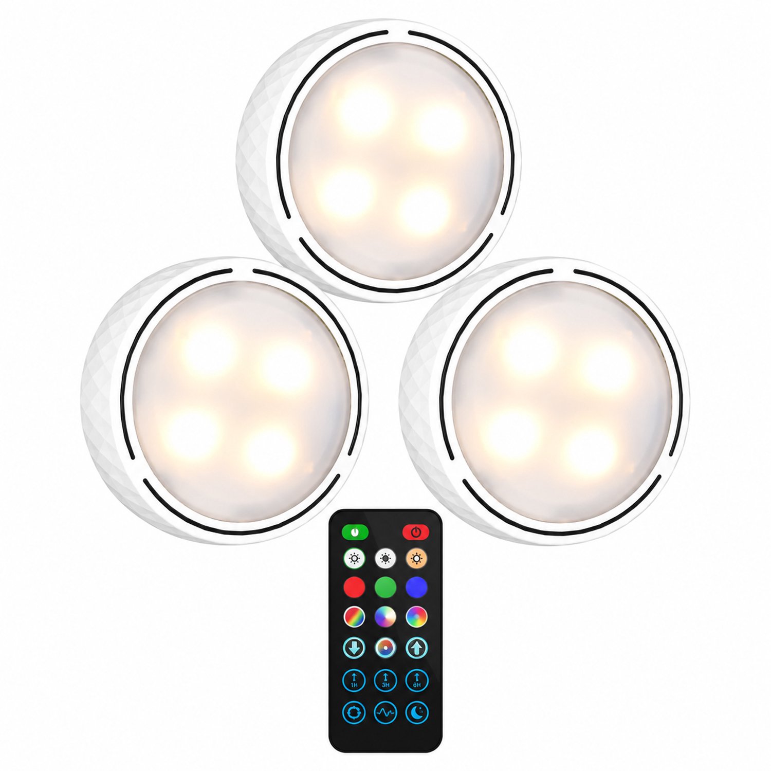 Kastverlichting - 3-delige Set Onderkast Lampen met Warm Wit Koud Wit en RGB - Met Afstandsbediening - Nachtverlichting voor Kledingkast Keuken en Gang - 3 Stuks - Wit