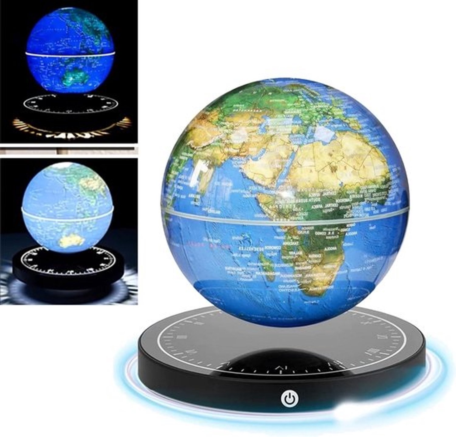 Zwevende wereldbol - Draaiende aardbol als decoratie - Geografisch leren - Magnetische levitatie - Bol van 14 cm - Multicolor