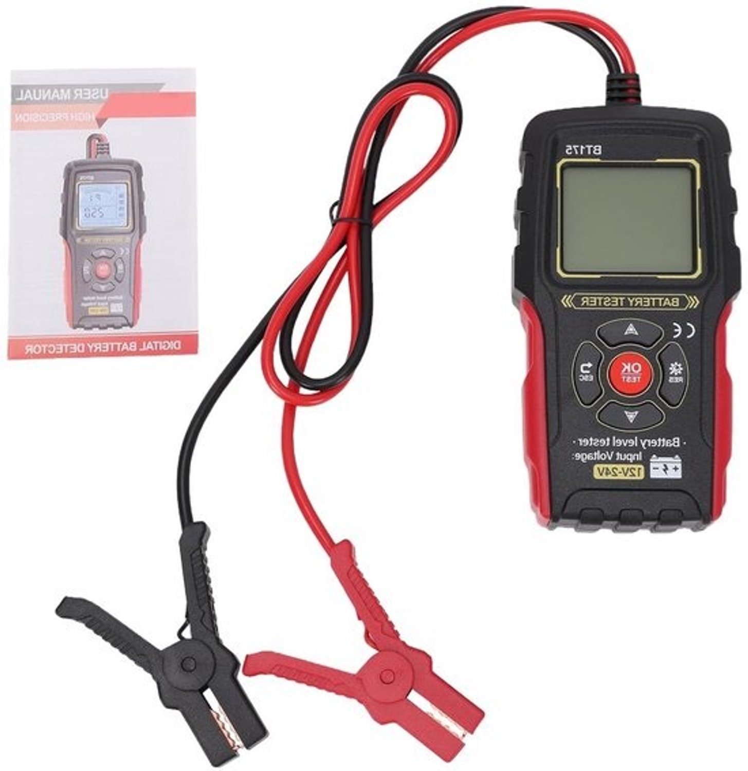 Accutester - Spanningsmeter voor voertuigen - Voertuigonderhoud - HD-achtergrondverlichting - 12V 24V - Zwart