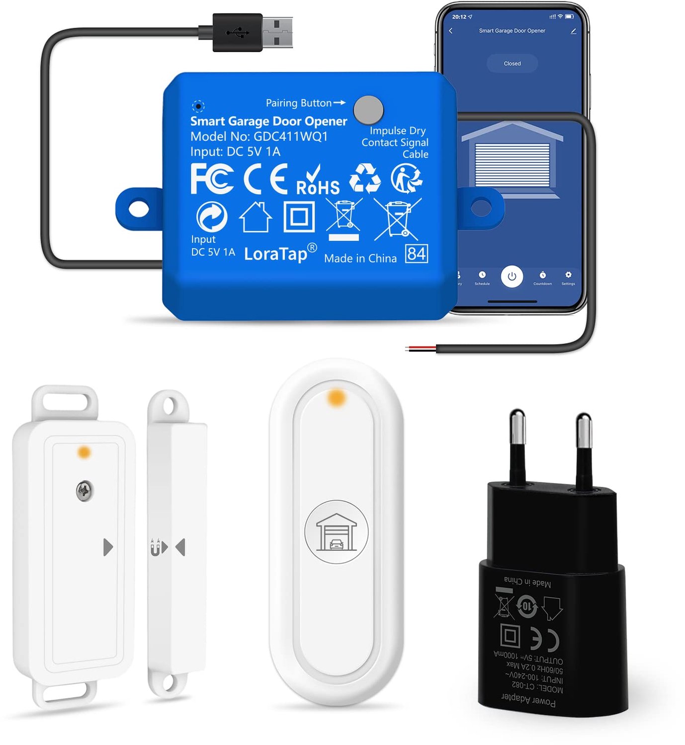 Garagedeuropener Wi-Fi Afstandsbediening - Blauw - 1 Knop - 30 Meter Bereik - Voor Garagedeuren - Smart Life App Compatibel
