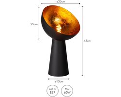Atmooz - Hopi - Tafellamp - Zwart en Goud - Metaal - 43 cm Hoog - Woonkamer - Slaapkamer - Eetkamer