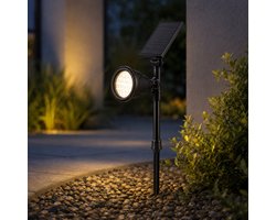 iplux Iplux® Solar LED Tuinspot Pro Performance - Slank en krachtig - 600 lumen - 2 lengte standen - Hoge Kwaliteit - Warm Wit - IP65 Waterproof