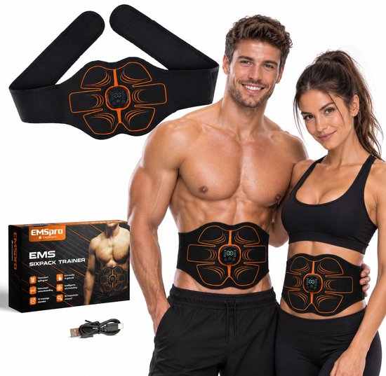 EMS Trainer Buikspiertrainers Elektrisch - 107 CM lang - Ab Trainer - Buiktrainer Buikband - Zweetband voor Afslanken - Tens Massage Apparaat - Buikspieren Spierstimulator