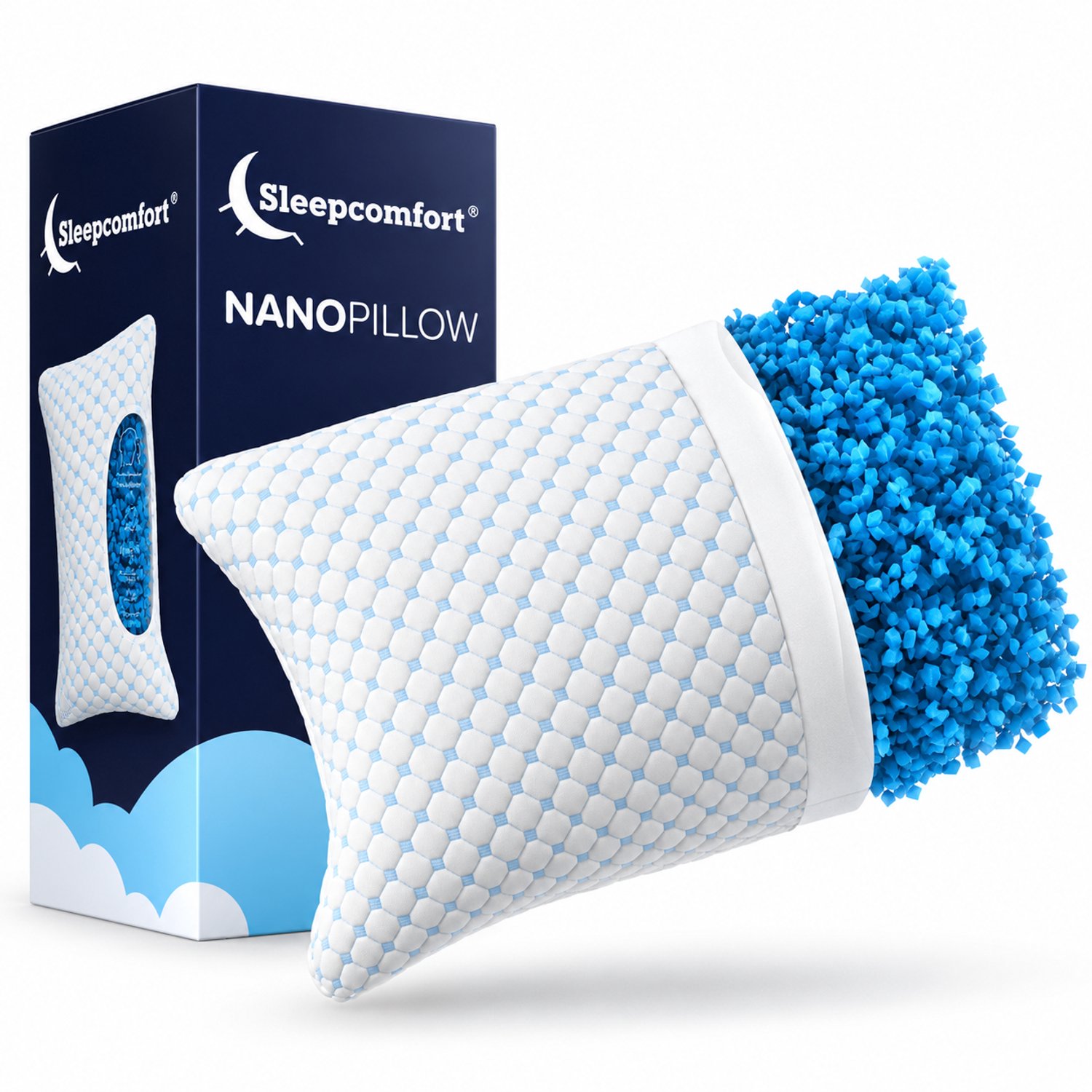 Sleepcomfort Hoofdkussens - NanoPillow Hoofdkussen tegen nekklachten - Hoofdkussen traagschuim 2026 design - 70 x 50 CM Wit