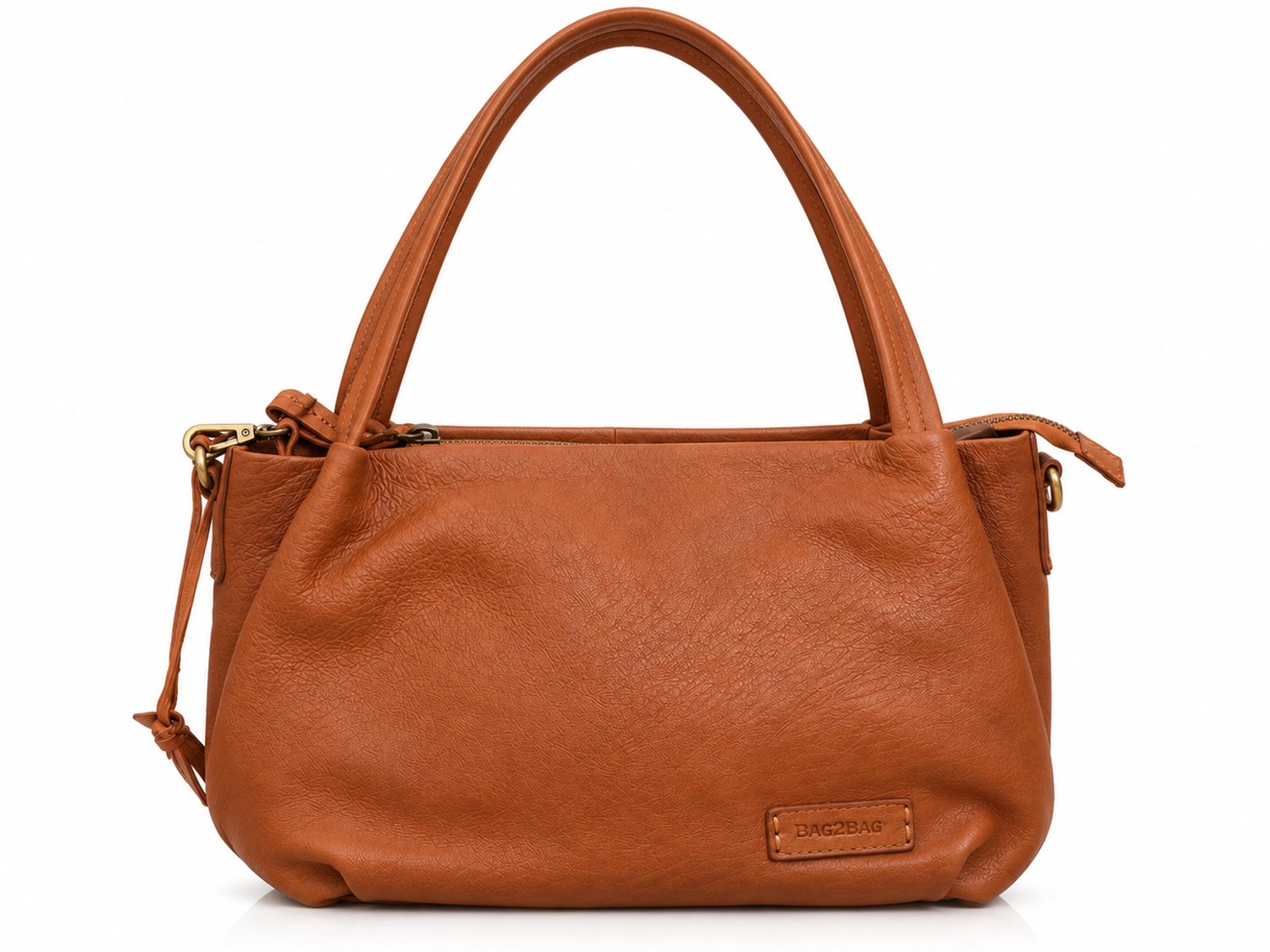 Bag2Bag Leren Ruime Supele Tas Dames Clyde Cognac