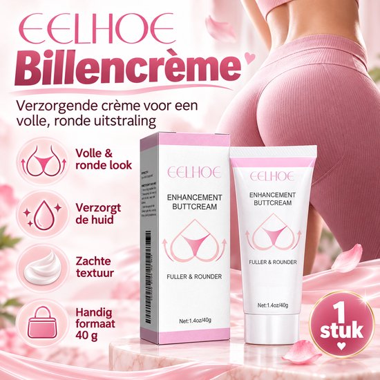 Tube en verpakking EELHOE billencrème voor een vollere uitstraling, 40g.