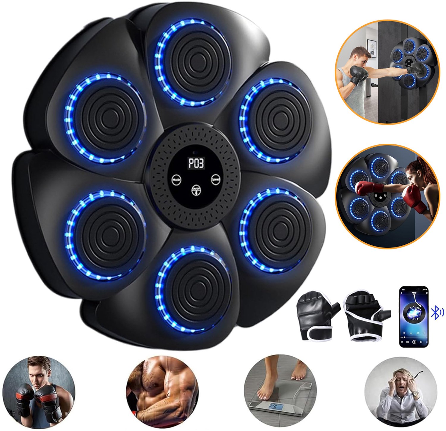 Slimme Bluetooth-Muziekboxmachine - Bokstrainer Voor Wandmontage - Boksuitrusting Voor Volwassenen - Met Bokshandschoenen