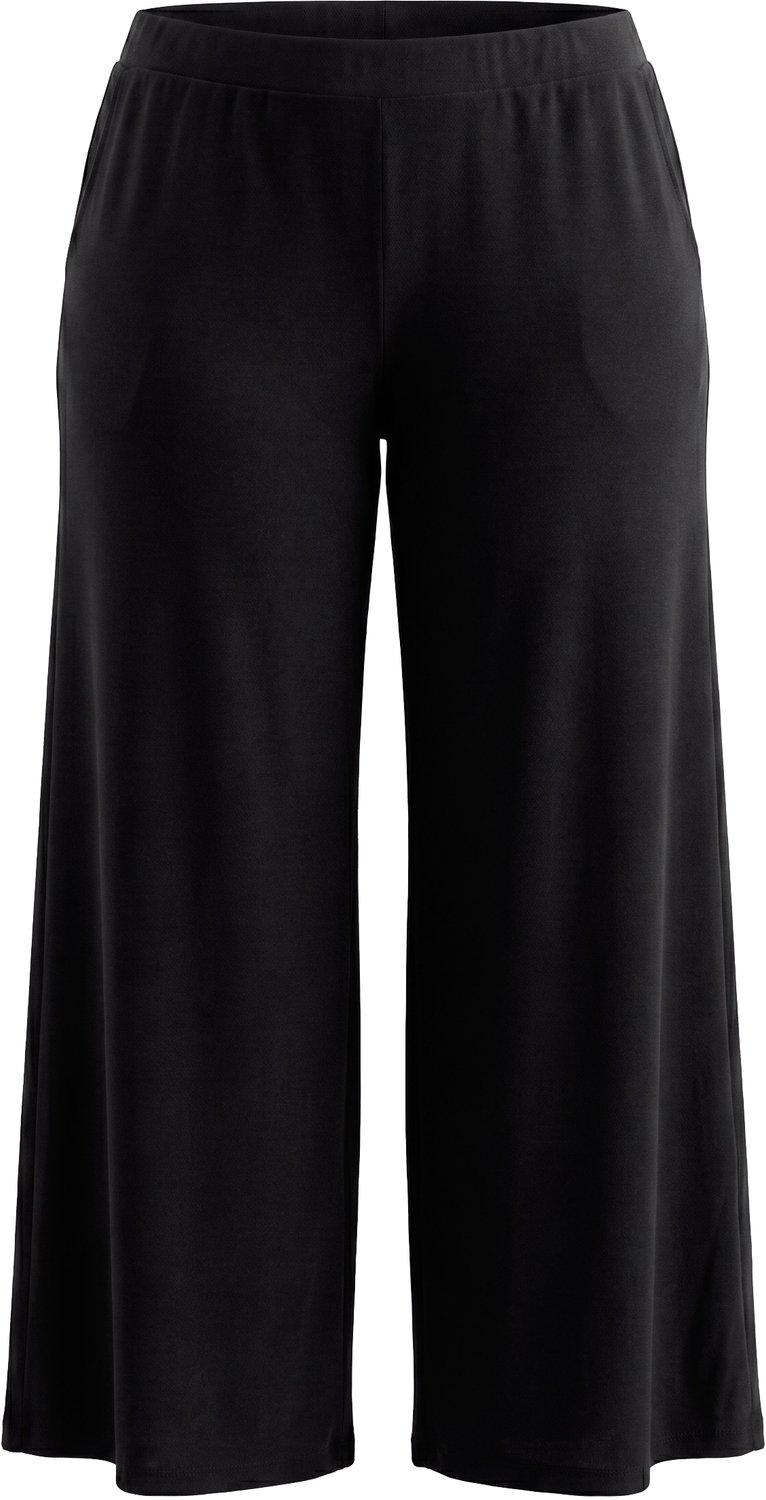 Ulla Popken - Dames - Jersey-broek in Marlene-stijl - Zwart - Maat 46+