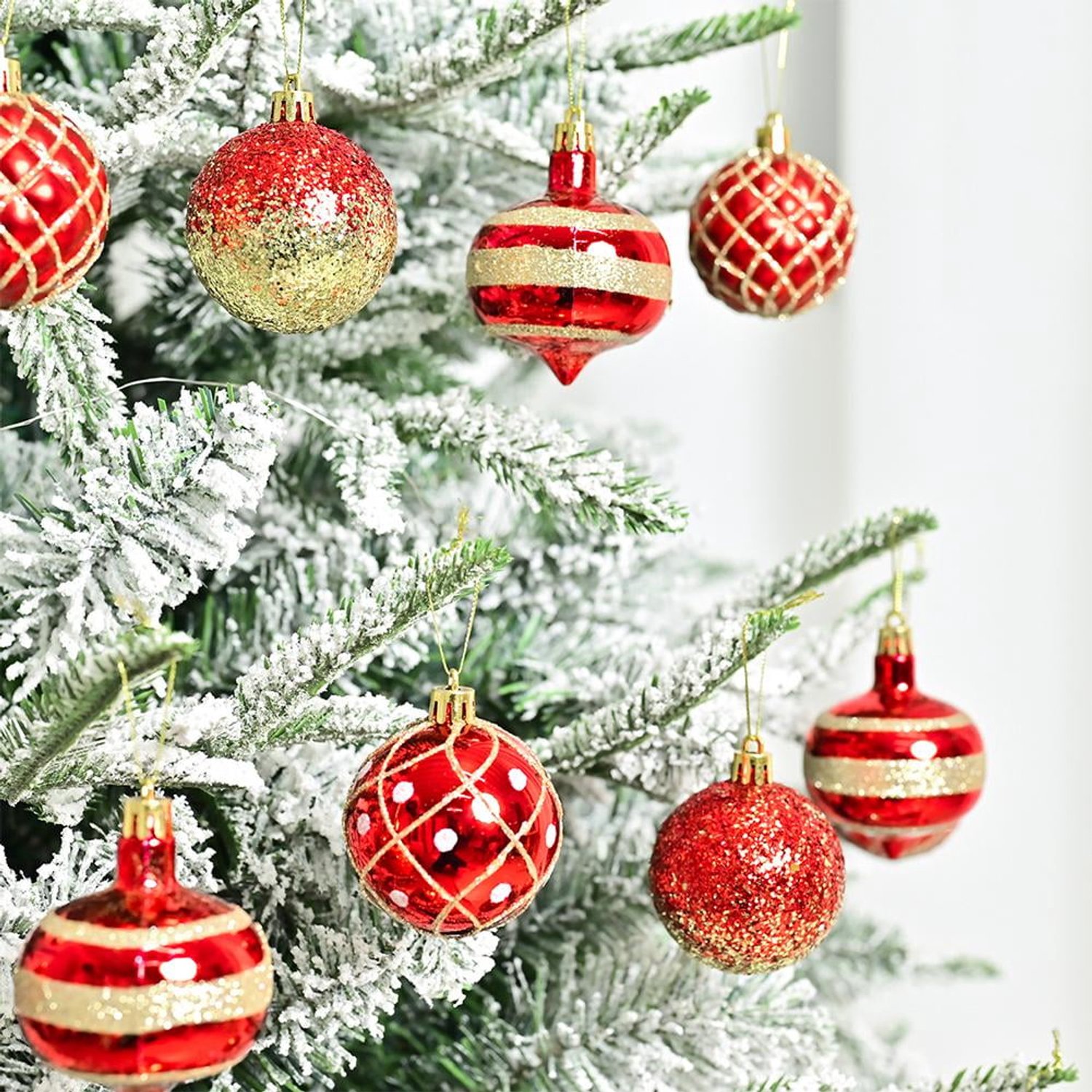 Kerstballen Set 16 Stuks, 6 cm, Rode Kerstboomdecoratie met Verschillende Patronen, Hangende Kerstversiering voor Boom, Krans en Slinger – foto 5