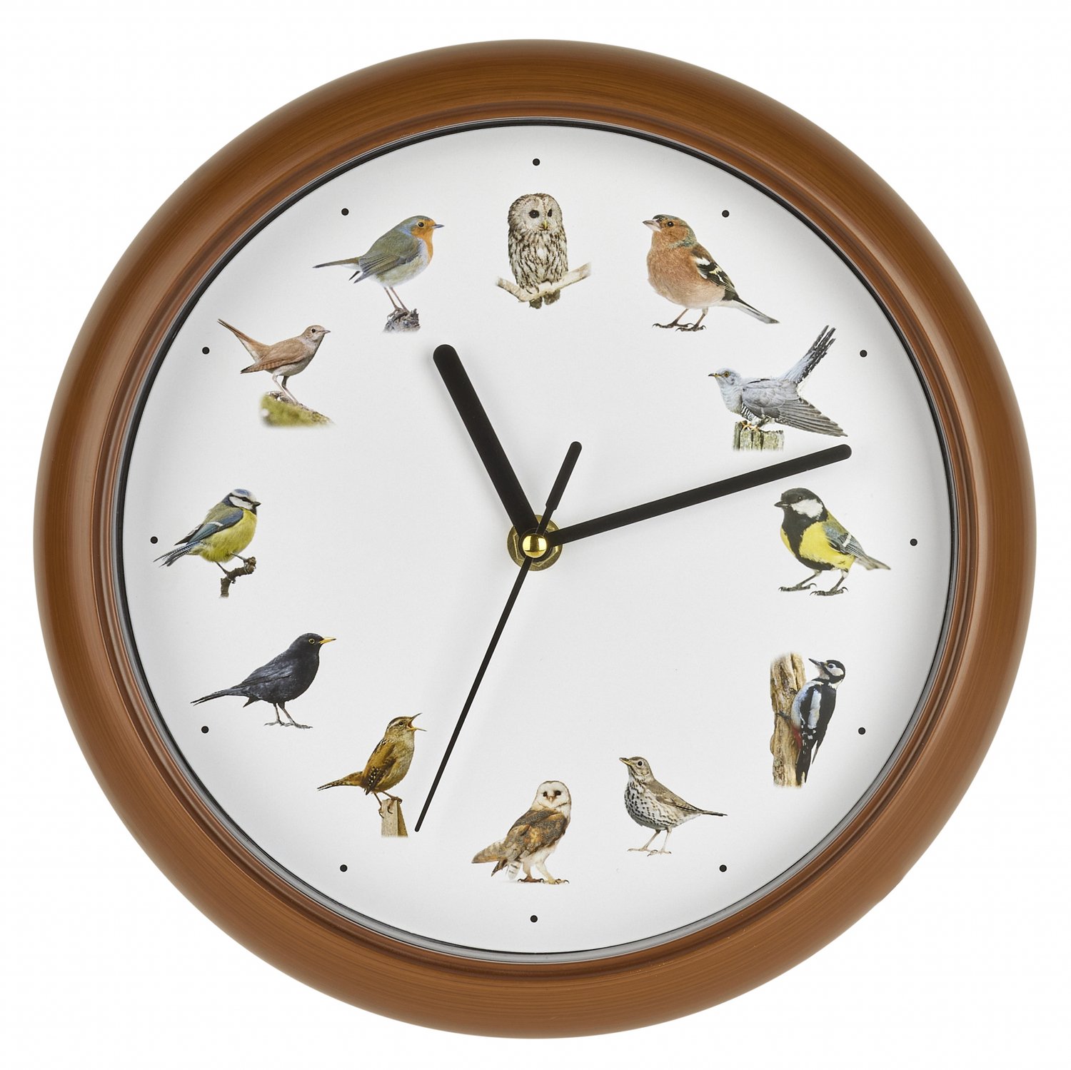 TFA Bird vogelgeluiden 25 cm wandklok - Klok met echte vogelgeluiden