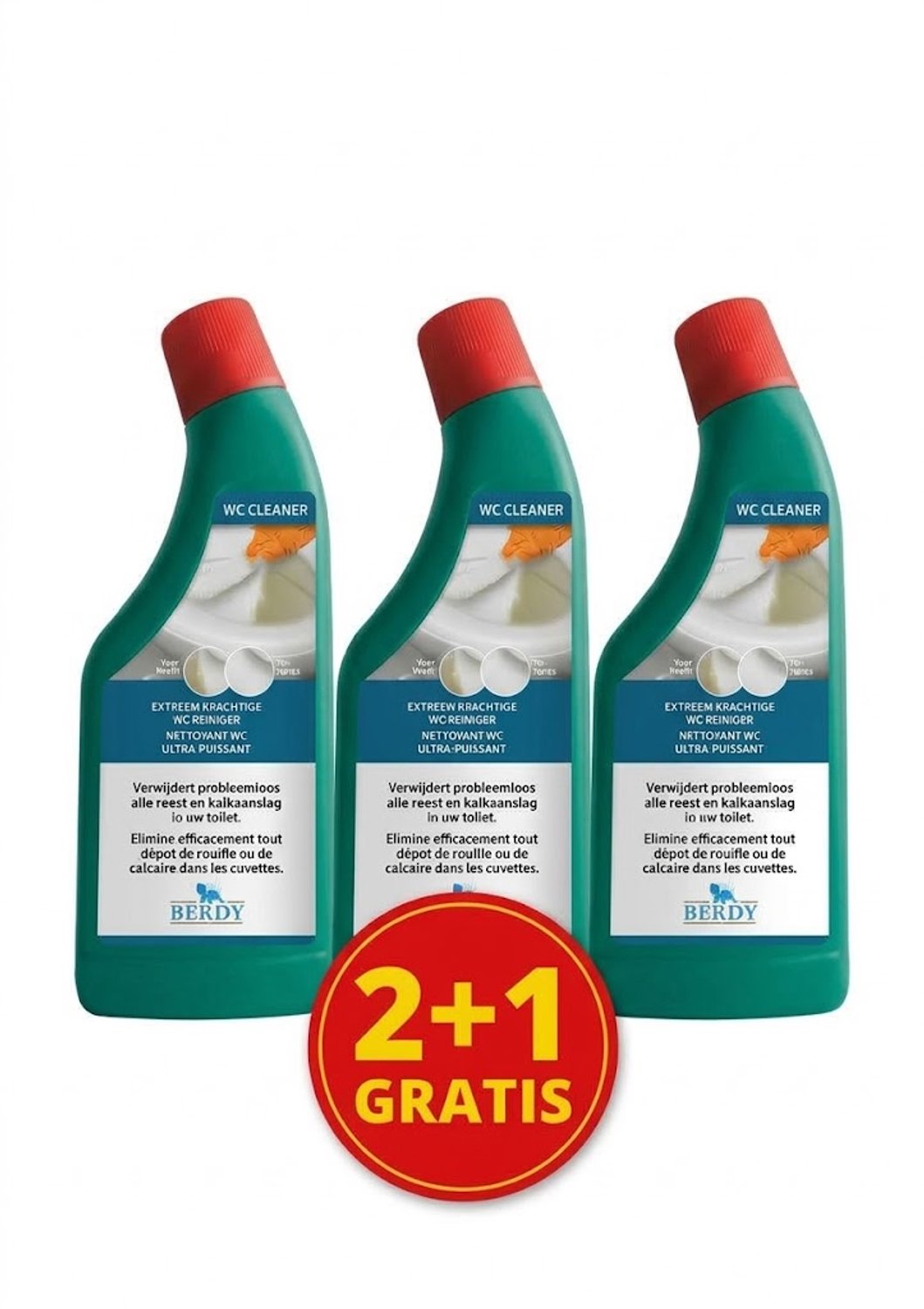 Berdy WC Cleaner – Krachtigste wc reiniger- tegen kalk & roest aanslag - Voordeelpak (2 + 1 GRATIS)