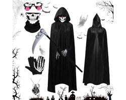 Grim Reaper-Mantelkostuum - Halloween-Cape Met Capuchon - Eng Cosplay-Kostuum - Halloweenkostuums Van De Magere Hein