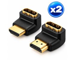Garpex® Haakse HDMI Adapter Set – 90° & 270° – HDMI Male naar Female – 4K 30Hz Ultra HD – Set van 2 – Zwart