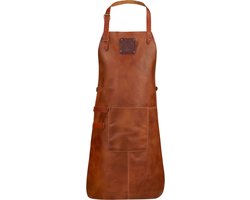 WITLOFT Schort Buffalo met zak - Cognac - Buffelleer