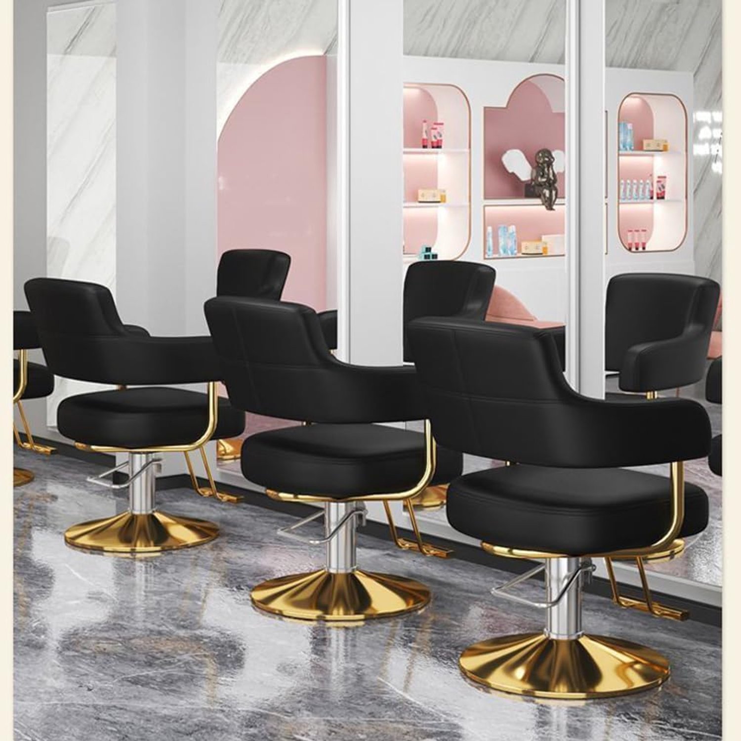 Vintage Pro Kappersstoel met Hydraulische Hoogteverstelling, 360° Draaibaar, Hoofdsteun en Voetsteun – Retro Salonstoel van PU-leer