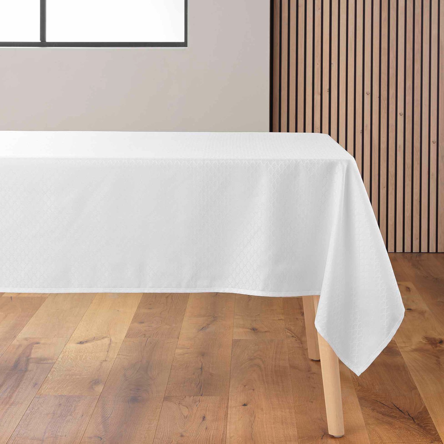 Douceur d'intérieur - Tafelkleed met een fijn patroon, ARTEA, 140 x 240 cm - wit