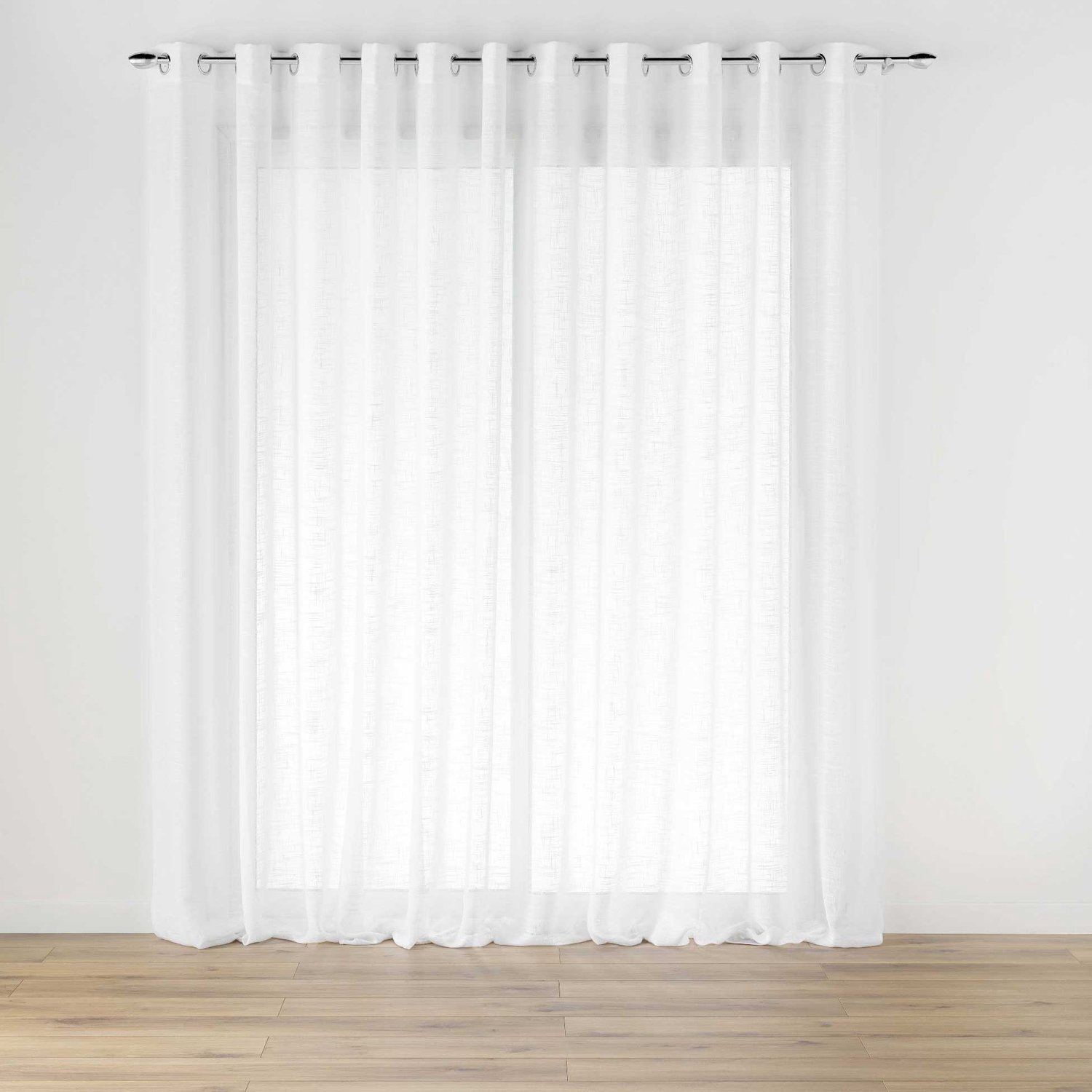 Douceur d'intérieur - Brede vitrage met ringen en linnenlook HALTONA, wit, 400 x 240 cm