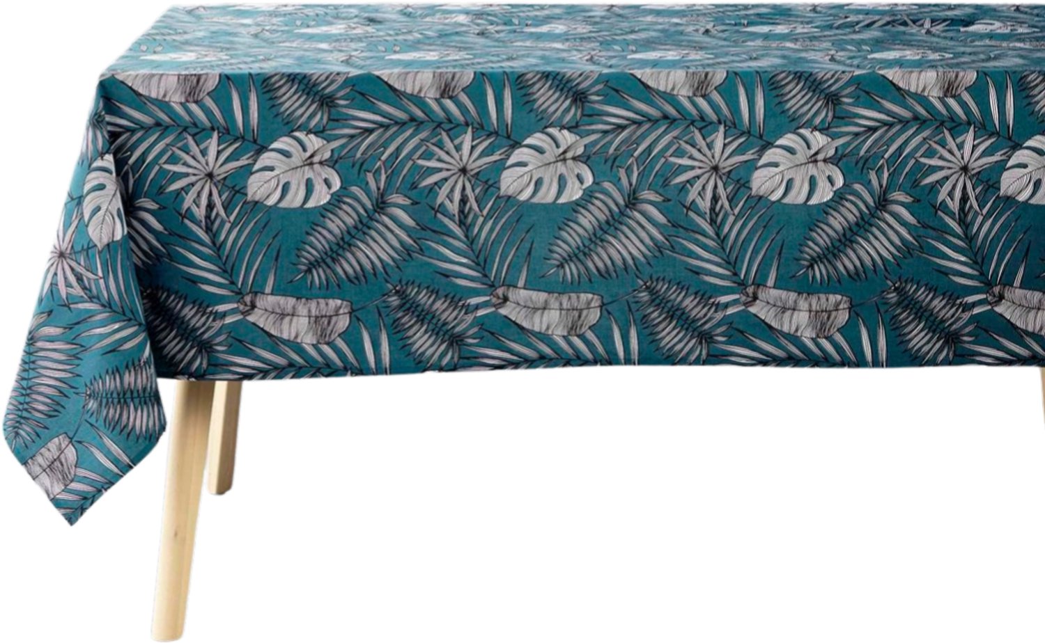 Douceur d'intérieur - Rechthoekig tafelkleed met exotisch bladmotief, 140 x 240 cm