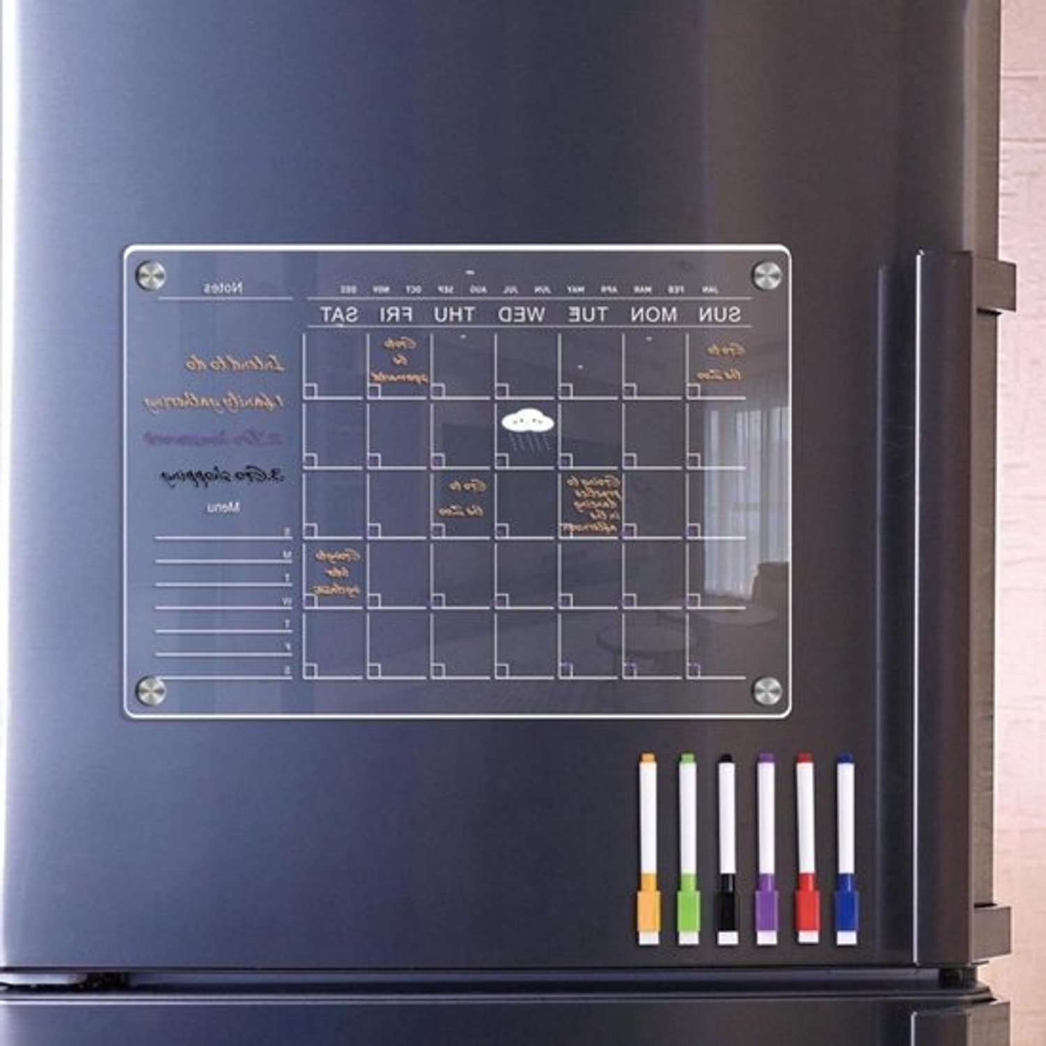 Acrylkalender - Koelkastplanner - Dagplanning - Magnetisch whiteboard - A4-formaat - Transparant