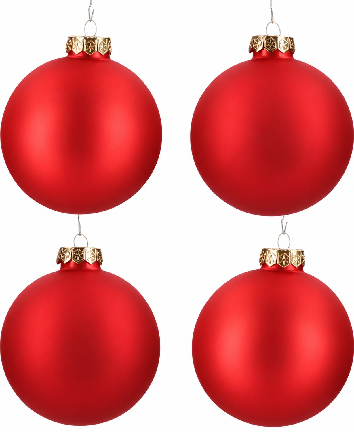 Glazen kerstballen - Set van 4 stuks/100mm - Luxe kerst decoratie - Sfeervolle kerstversiering voor in de kerstboom - Mat - Rood