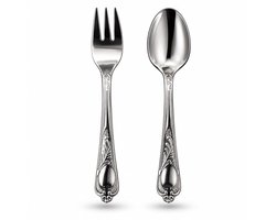 Kochmann Dessertbestek 12-Delig – 6-Persoons RVS Bestek – 6 Dessertvorkjes & 6 Koffielepels – Hoogglans Afwerking – Klassiek Sierlijk Reliëfdesign – Vaatwasserbestendig – Voor Koffie, Gebak, Taart & Dessert