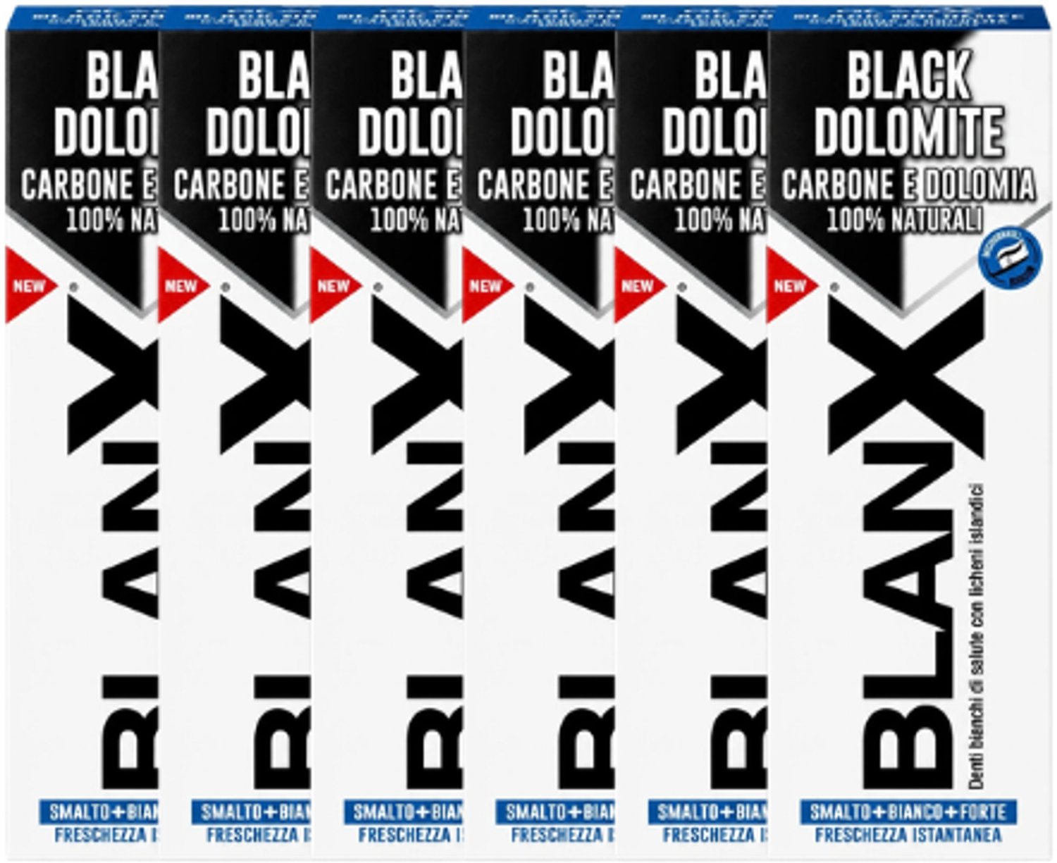 BlanX Black Dolomite Tandpasta - 6 x 75 ml - Whitening met Dolomiet & Actieve Houtskool