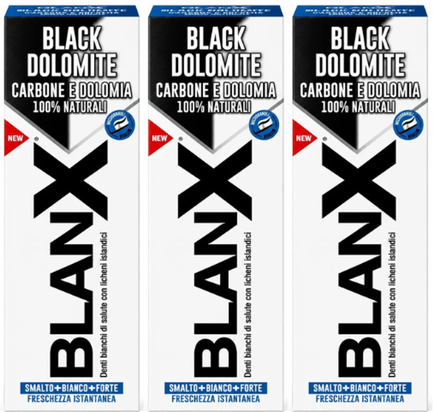 BlanX Black Dolomite Tandpasta - 3 x 75 ml - Whitening met Dolomiet & Actieve Houtskool