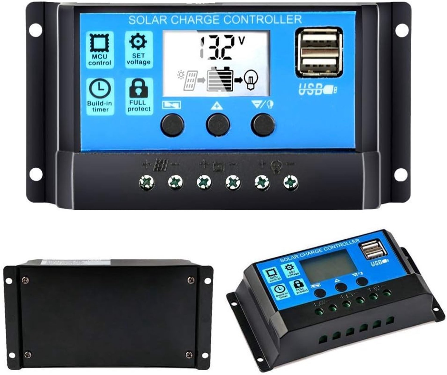 Zonne-laadregelaar 30A - 12V/24V - PWM met LCD display - ideaal voor zonne-installaties - m-winkel