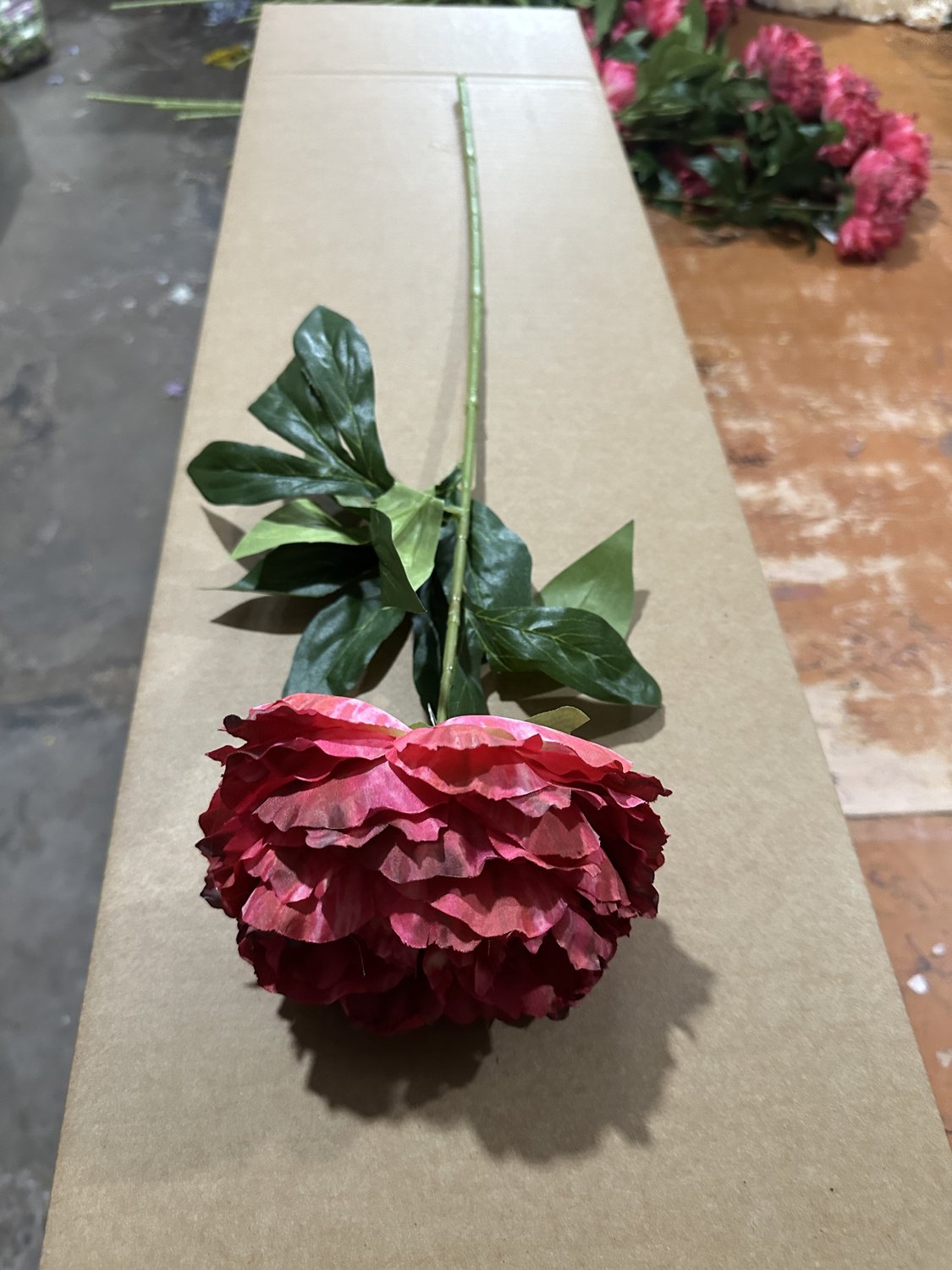Kunstbloem pioen 68cm koraalrood