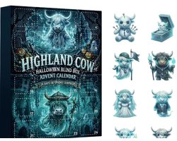 Gothic Schotse Hooglander-spook blind box – Halloween-aftelkalender (24 dagen) – Acryl cadeauverpakking