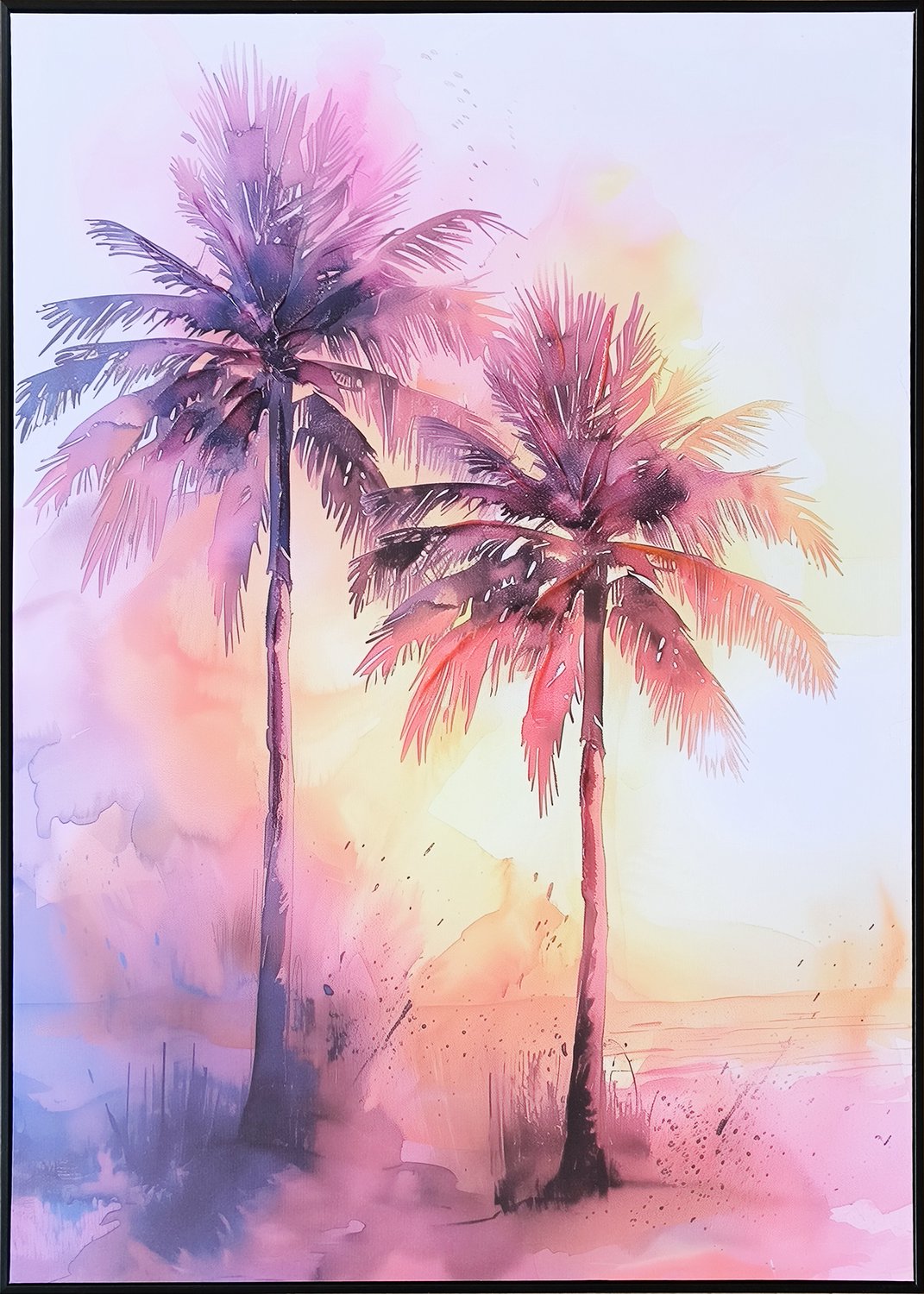 Schilderij palm pink 60x80cm