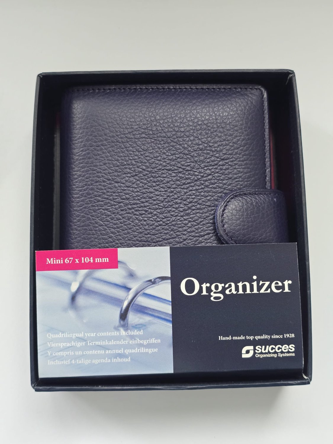 succes mini organizer - cadiz - violet - leder