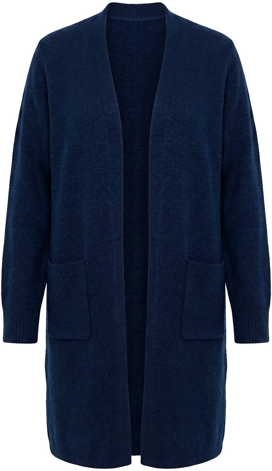 Ulla Popken - Dames - Lang vest open model V-hals - Marine - Maat 42+