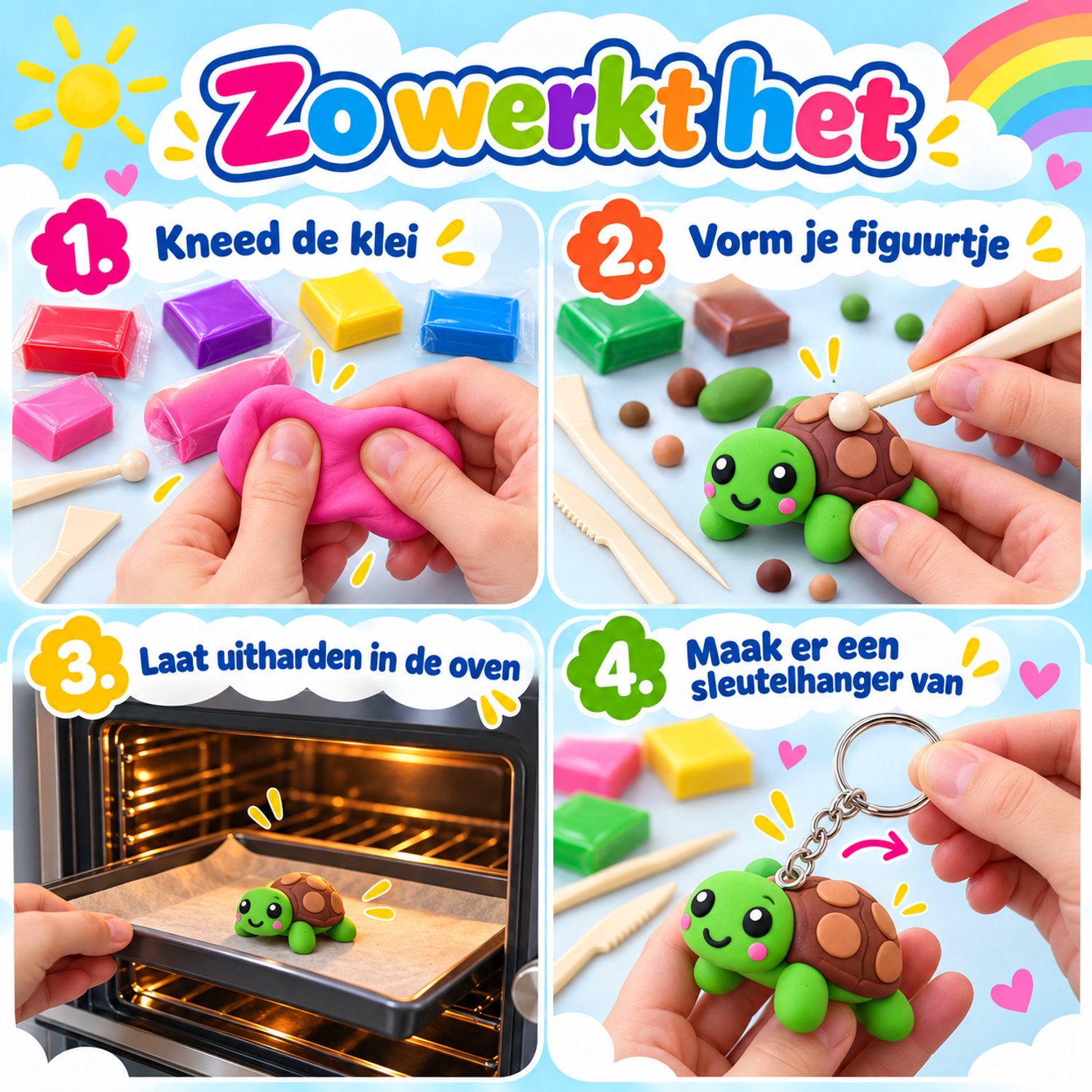 Twenty4seven® Polymeer Klei Set - 70 Kleuren - Boetseerklei om Sieraden te Maken - Knutselpakket voor Kinderen en Volwassenen - Cadeau voor Meisjes en Jongens vanaf 5 Jaar — afbeelding 4