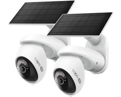 Tapo C660 Beveiligingscamera Buiten op Zonne-energie 2-pack - Bundelvoordeel - 4K 8MP - 360° Draaibaar - Inclusief Zonnepaneel - 10.000 mAh Accu - Starlight Kleur Nachtzicht - Automatisch Volgen - Persoons-, Huisdier- & Voertuigdetectie - 18x Zoom