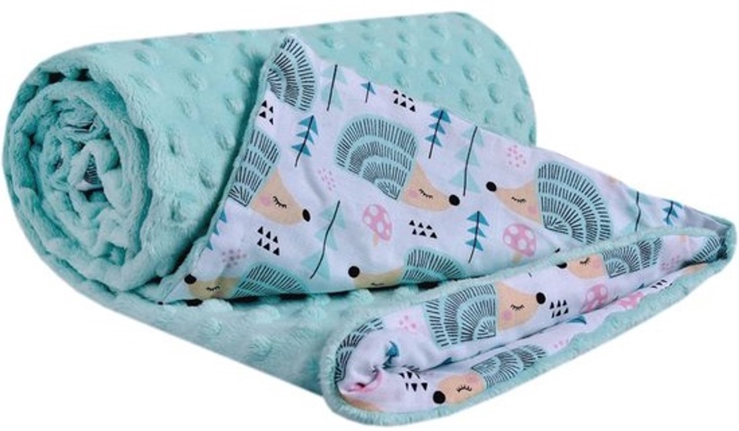 Dubbelzijdige katoenen babydeken met Minky - 75 x 100 cm, multifunctionele knuffeldeken voor kinderwagens