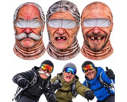 Set van 3 Stuks Realistische 3D Print Balaclava Maskers - Grappig realistisch skimasker - Oude Man & Vrouw Gezichtsmasker - Grappige cadeaus - voor Skiën, Halloween en Carnaval