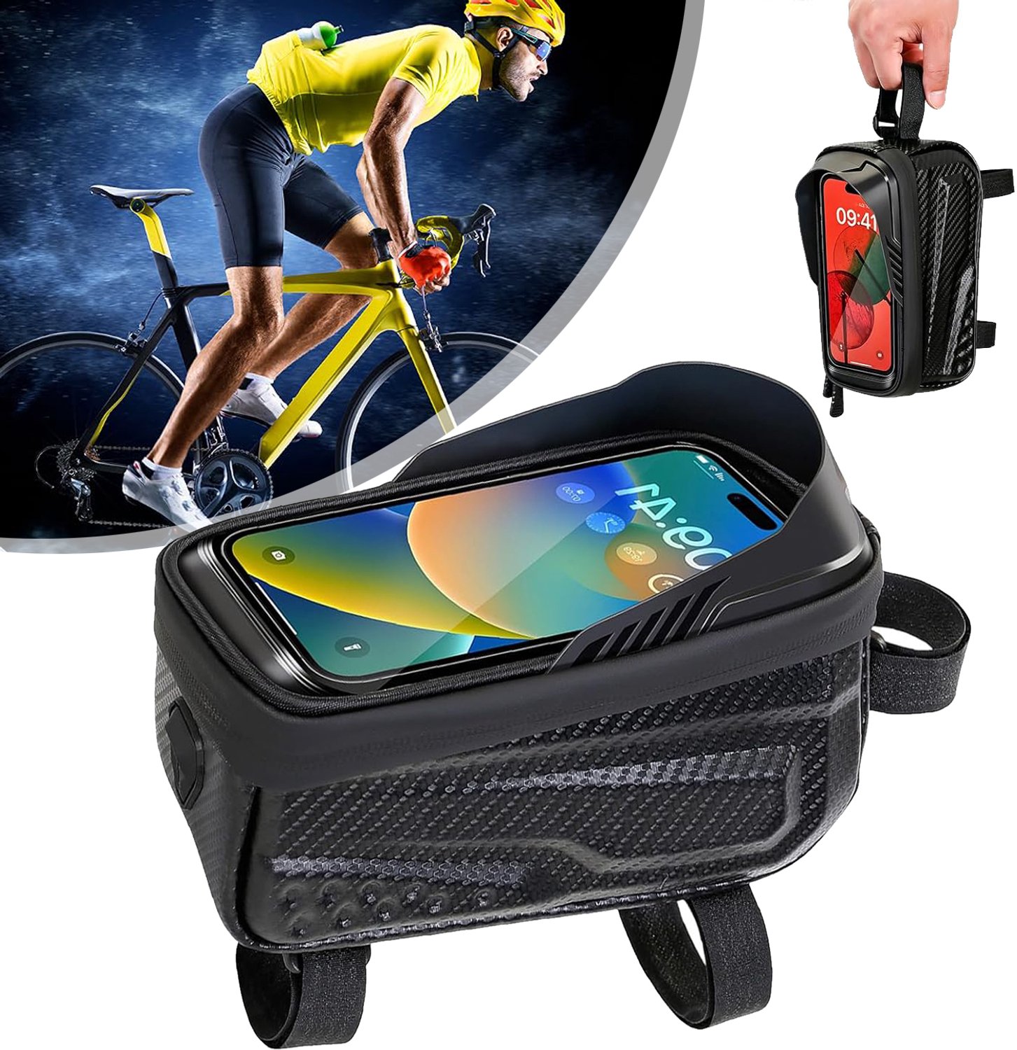 Waterdichte Telefoonhouder Voor De Fiets - Hard-Shell Tasje Voor De Bovenbuis Van De Fiets - Opbergtas Voor Fietsframe