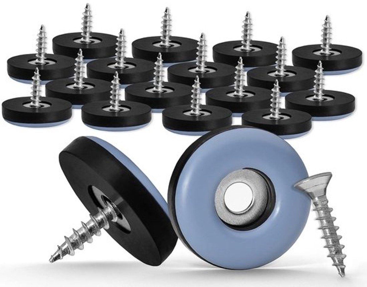 Schroefbare meubelglijders - Teflon voetjes - Meubels verplaatsen - Vloerbescherming - Rond, 25 mm - Blauwgrijs