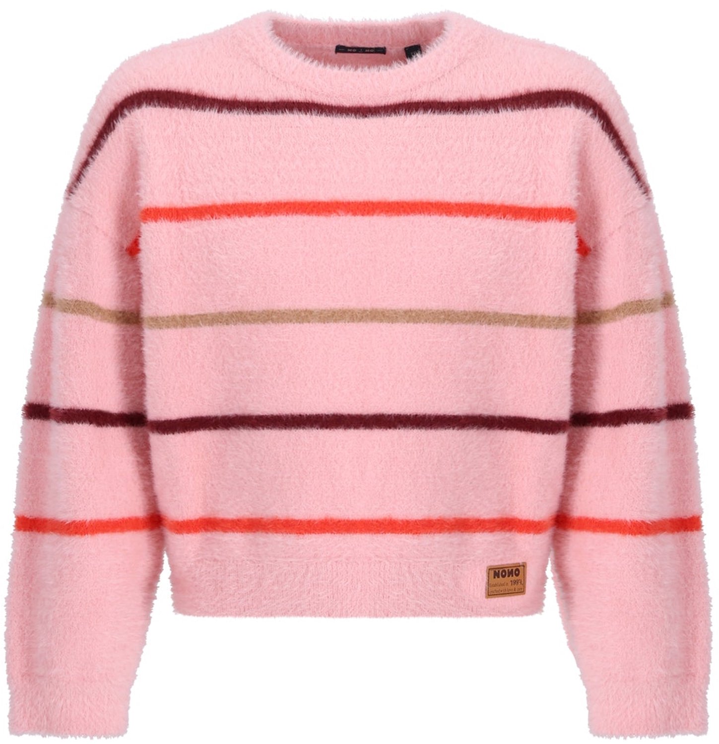 NONO - Keson Fluffy Soft Knitted Striped Sweater - Peaches 'N Cream - Maat 104
