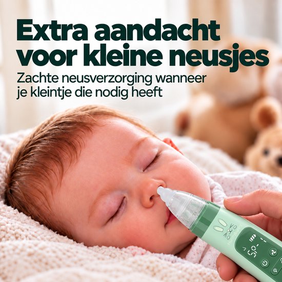 Hunnybunny - Elektrische Neusreiniger Baby - 3 Krachtige Zuigstanden - Gekleurde Verlichting - Inclusief 4-delig Verzorgingssetje — afbeelding 2