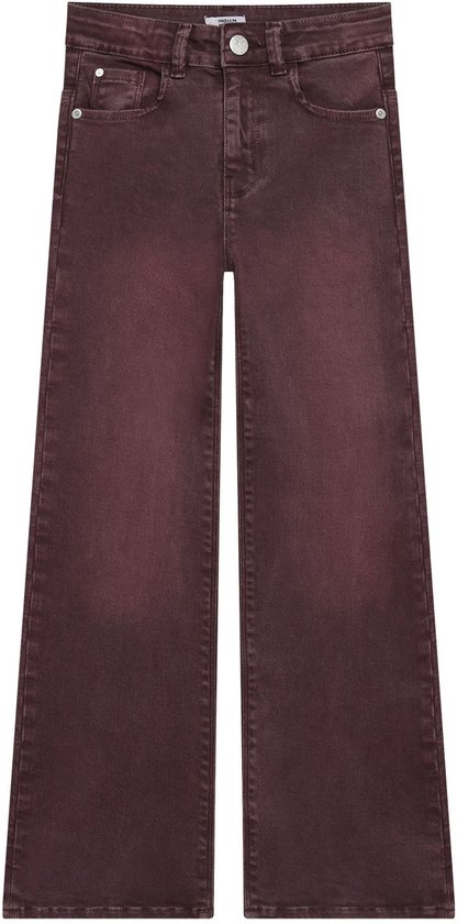 Indian Blue Jeans wijde broek in bordeaux met vijf zakken, ritssluiting en knoopsluiting.